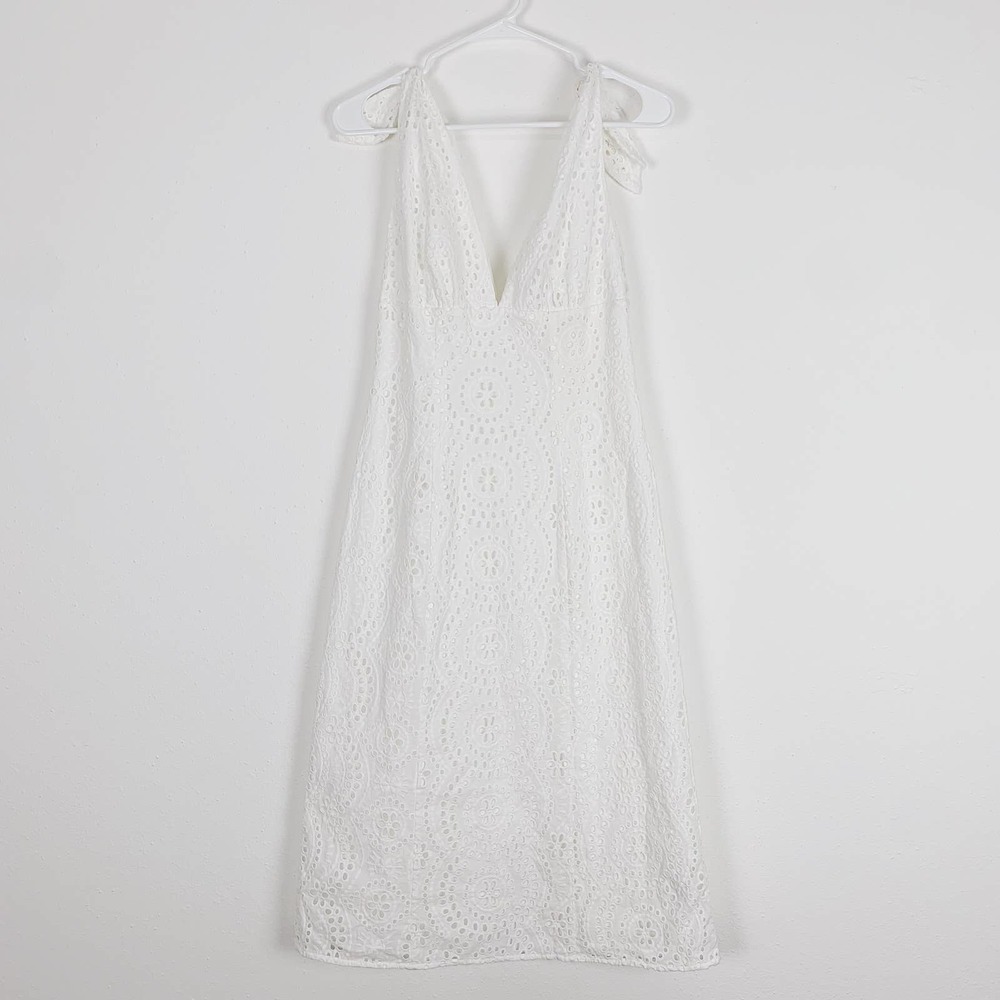 Keepsake White Harmony Eyelet Lace Sleeveless Midi Sheath Dress - Picture 4 of 7